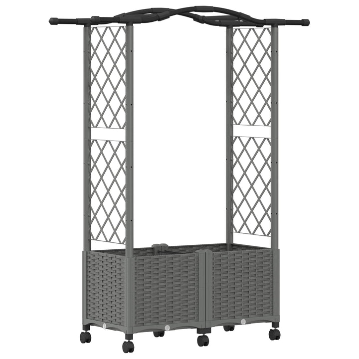 Hævet Bed med Trellis og Tag Lysegrå 125 x 40 x 144 cm PP