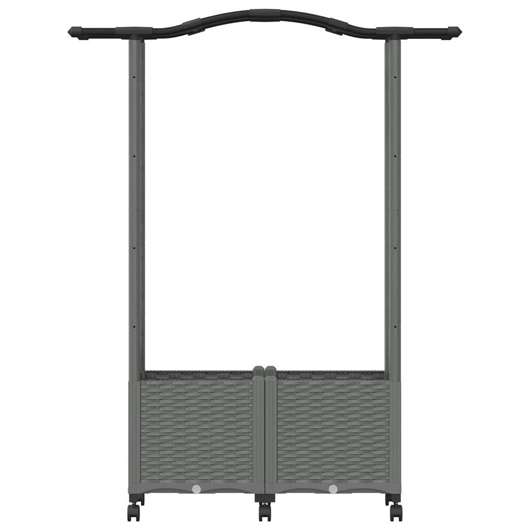 Hævet Bed med Trellis og Tag Lysegrå 125 x 40 x 144 cm PP