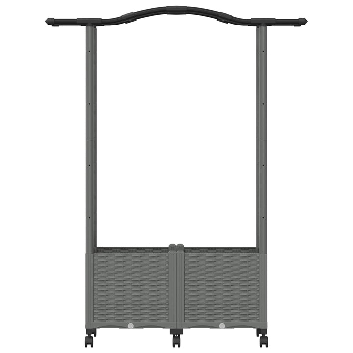 Hævet Bed med Trellis og Tag Lysegrå 125 x 40 x 144 cm PP