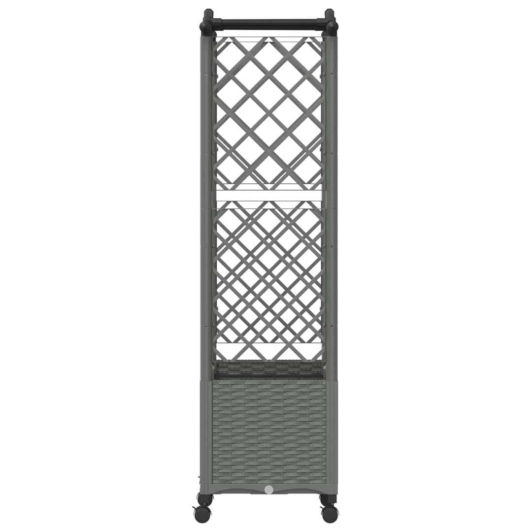 Hævet Bed med Trellis og Tag Lysegrå 125 x 40 x 144 cm PP