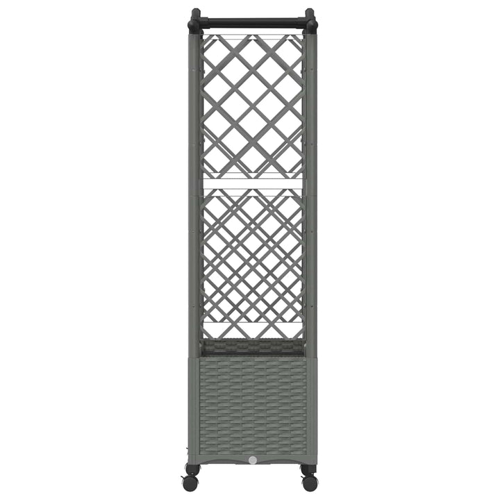Hævet Bed med Trellis og Tag Lysegrå 125 x 40 x 144 cm PP