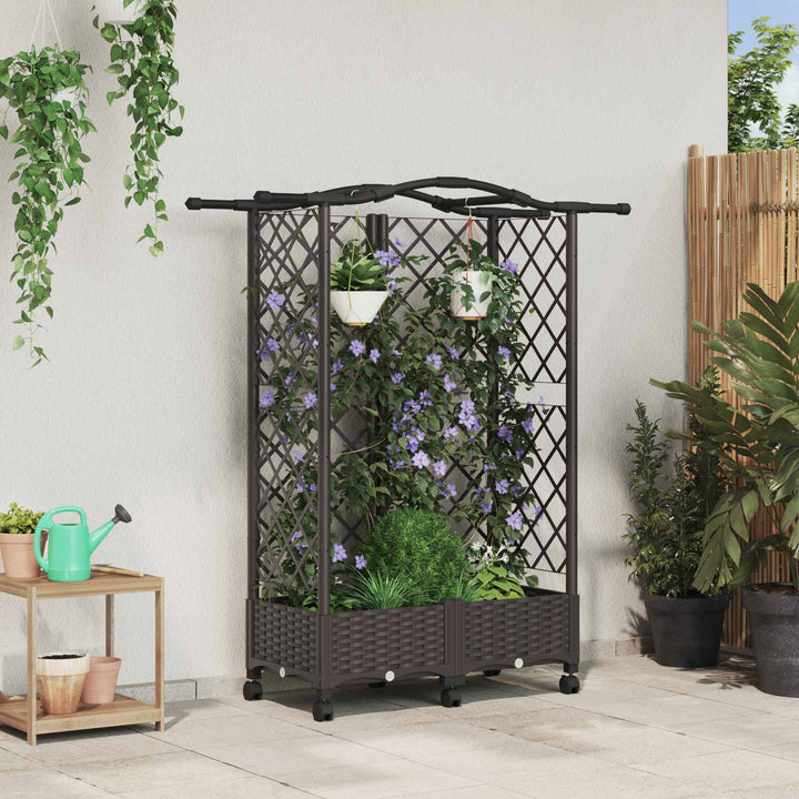 Hævet Bed med Trellis og Tag Brun 124 x 40 x 129 cm PP