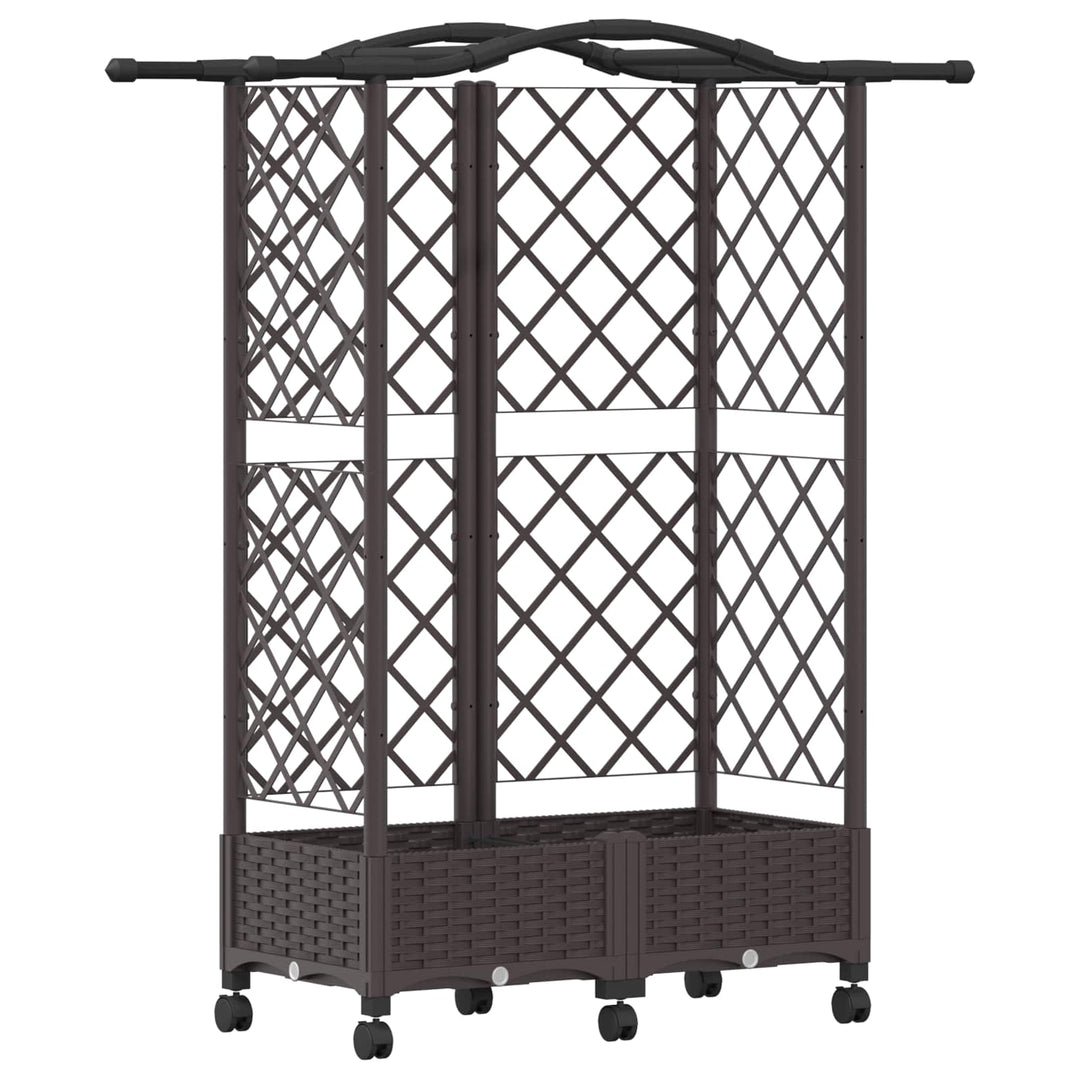 Hævet Bed med Trellis og Tag Brun 124 x 40 x 129 cm PP