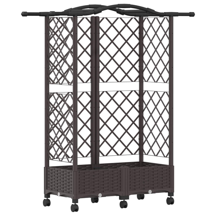 Hævet Bed med Trellis og Tag Brun 124 x 40 x 129 cm PP