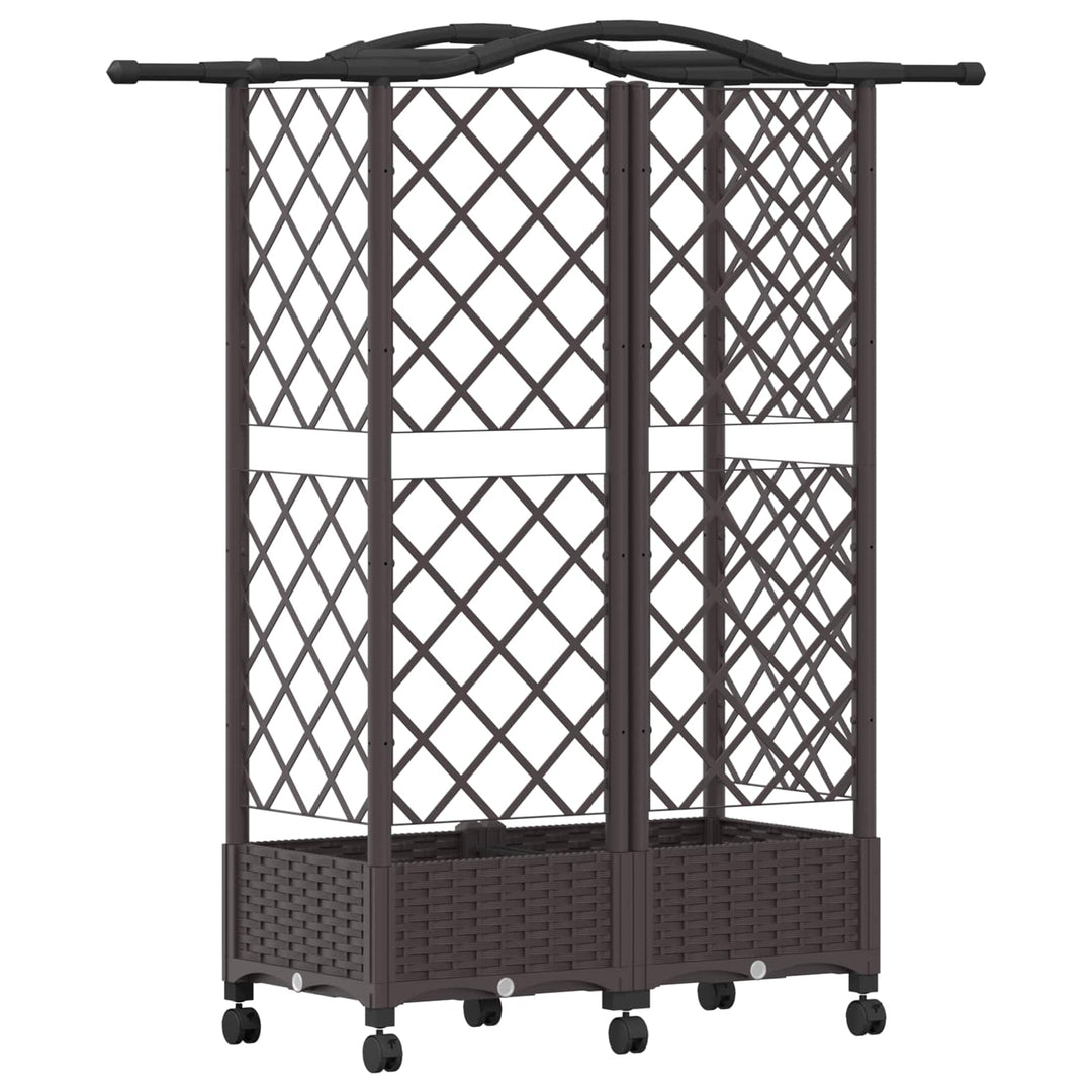 Hævet Bed med Trellis og Tag Brun 124 x 40 x 129 cm PP