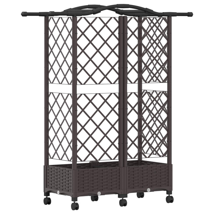 Hævet Bed med Trellis og Tag Brun 124 x 40 x 129 cm PP