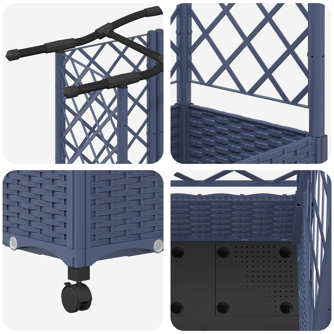 Hævet Bed med Trellis og Tag Grå 124 x 40 x 129 cm PP