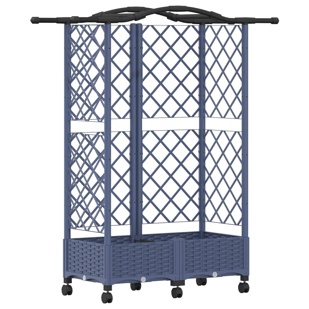 Hævet Bed med Trellis og Tag Grå 124 x 40 x 129 cm PP