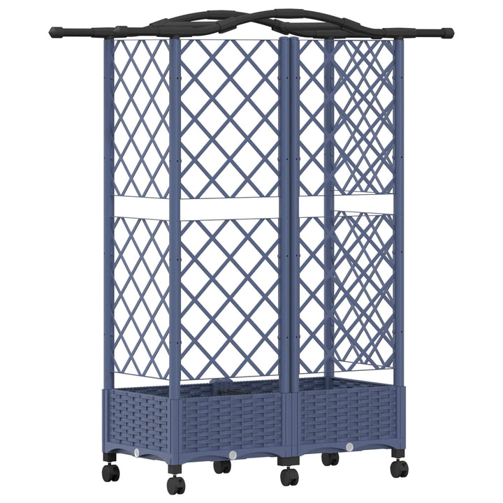 Hævet Bed med Trellis og Tag Grå 124 x 40 x 129 cm PP