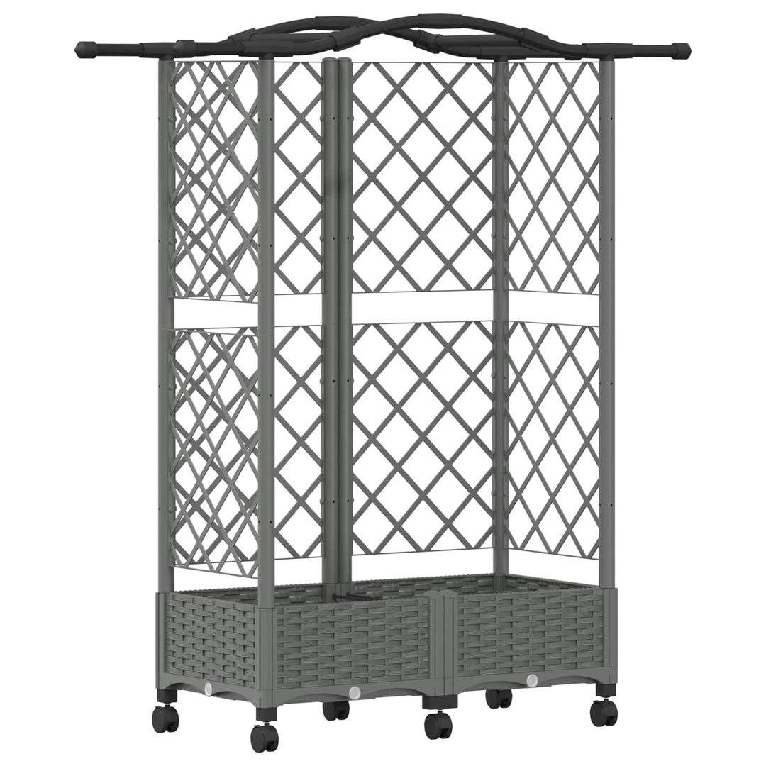Hævet Bed med Trellis og Tag Lysegrå 124 x 40 x 129 cm PP