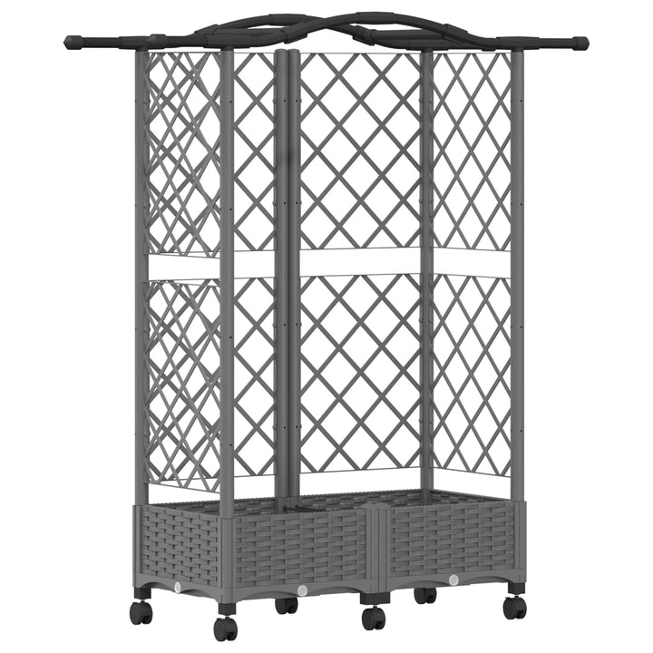 Hævet Bed med Trellis og Tag Lysegrå 124 x 40 x 129 cm PP