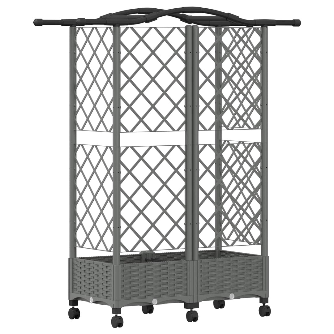 Hævet Bed med Trellis og Tag Lysegrå 124 x 40 x 129 cm PP
