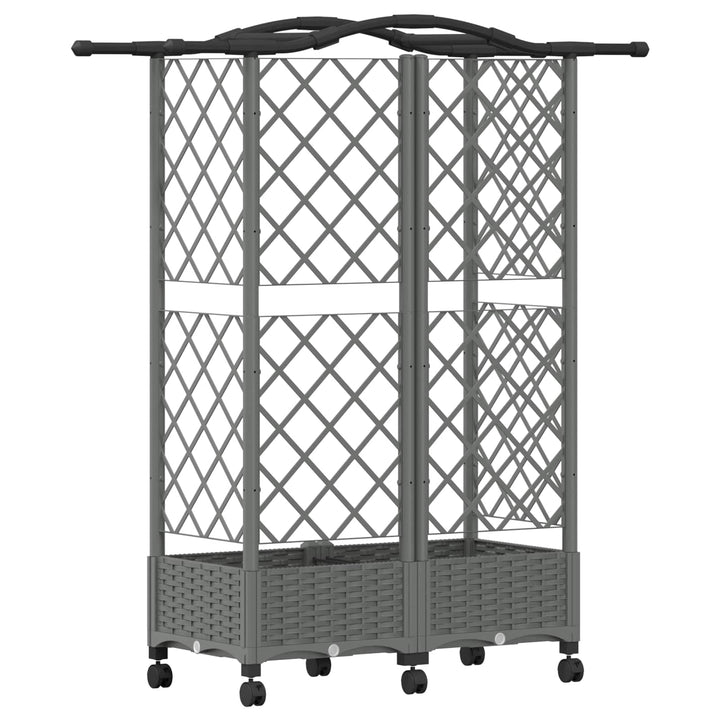 Hævet Bed med Trellis og Tag Lysegrå 124 x 40 x 129 cm PP