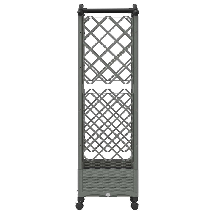 Hævet Bed med Trellis og Tag Lysegrå 124 x 40 x 129 cm PP