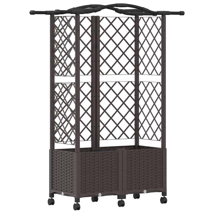 Hævet Bed med Trellis og Tag Brun 122 x 40 x 144 cm PP