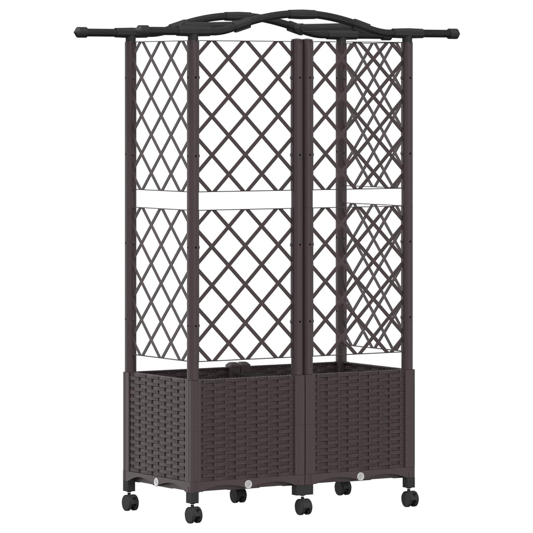 Hævet Bed med Trellis og Tag Brun 122 x 40 x 144 cm PP