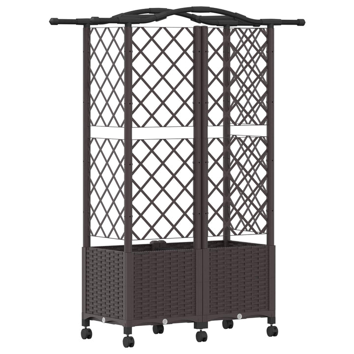 Hævet Bed med Trellis og Tag Brun 122 x 40 x 144 cm PP