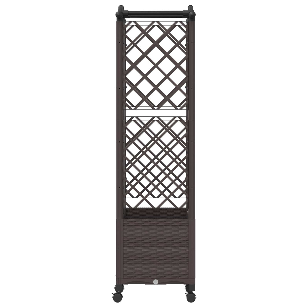 Hævet Bed med Trellis og Tag Brun 122 x 40 x 144 cm PP
