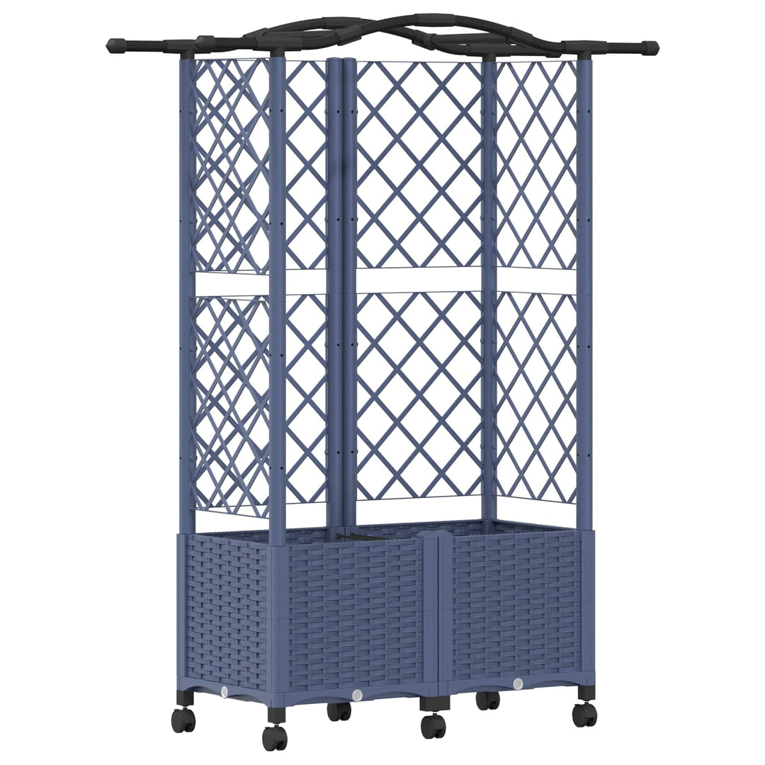 Hævet Bed med Trellis og Tag Grå 122 x 40 x 144 cm PP