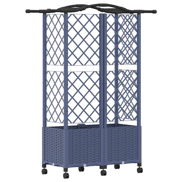 Hævet Bed med Trellis og Tag Grå 122 x 40 x 144 cm PP