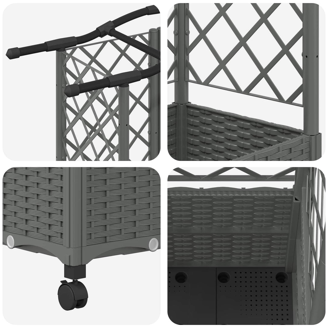 Hævet Bed med Trellis og Tag Lysegrå 122 x 40 x 144 cm PP