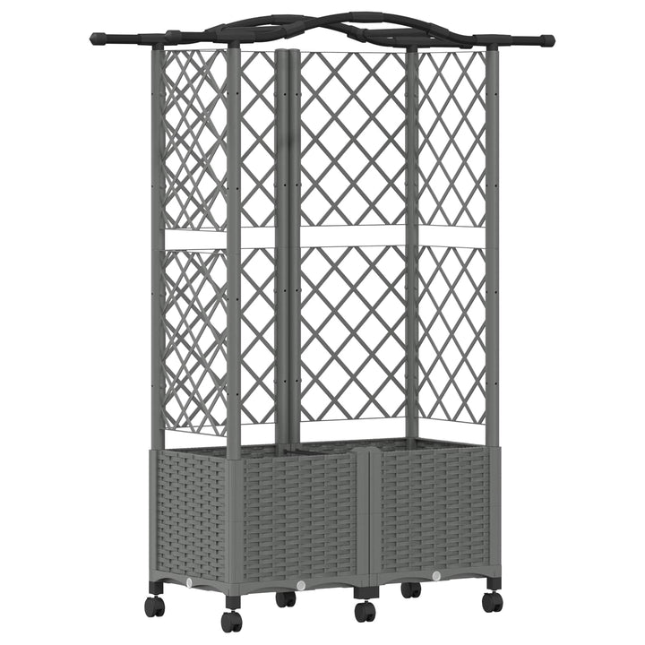 Hævet Bed med Trellis og Tag Lysegrå 122 x 40 x 144 cm PP
