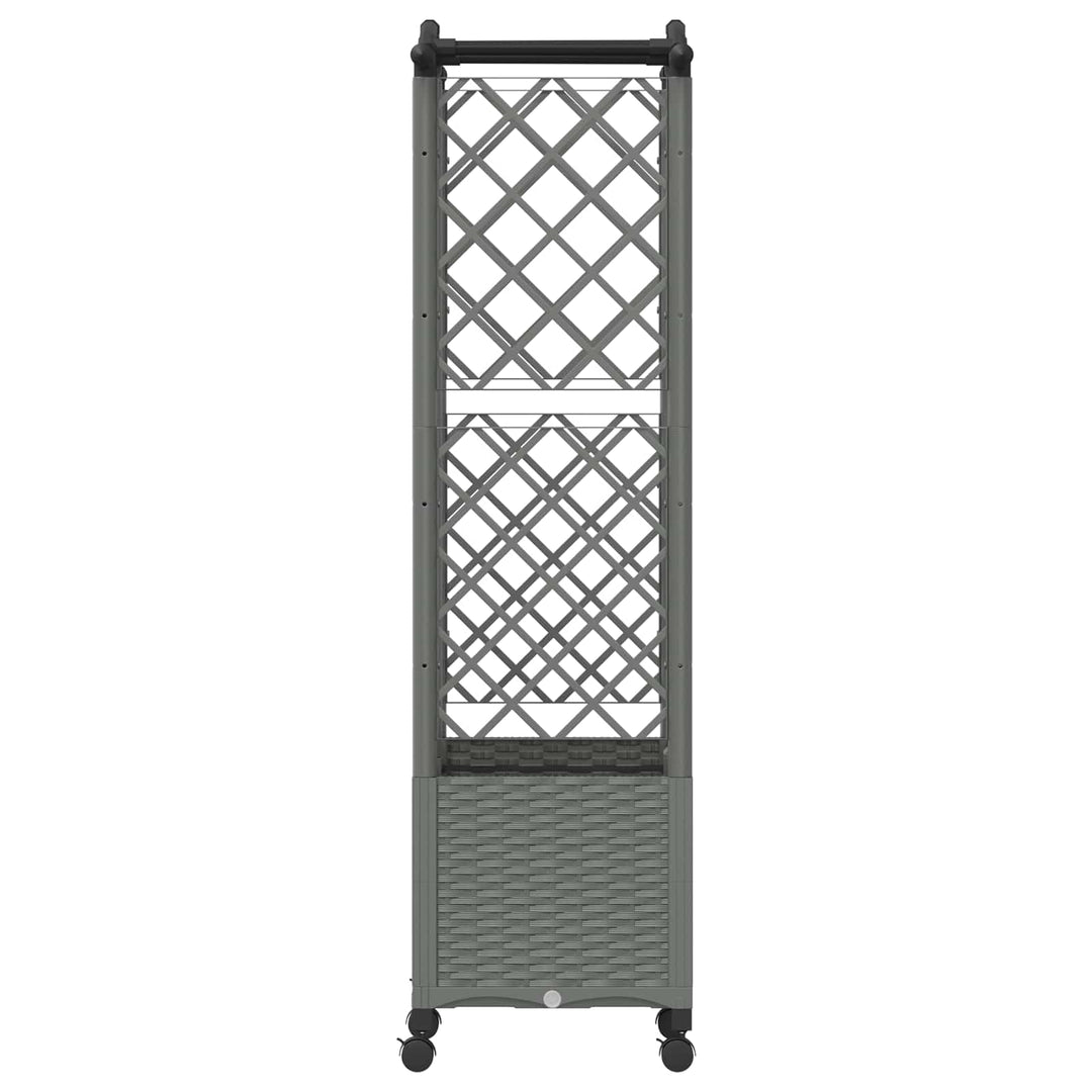 Hævet Bed med Trellis og Tag Lysegrå 122 x 40 x 144 cm PP