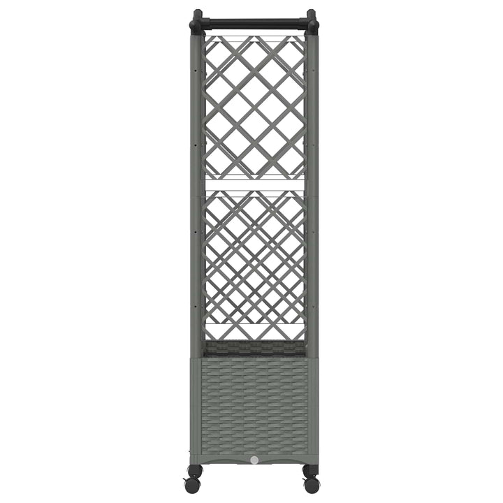 Hævet Bed med Trellis og Tag Lysegrå 122 x 40 x 144 cm PP