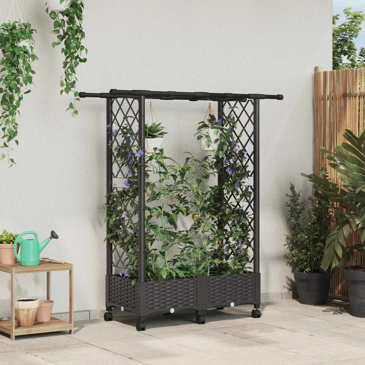 Hævet Bed med Trellis og Tag Brun 122,5 x 40 x 127 cm PP