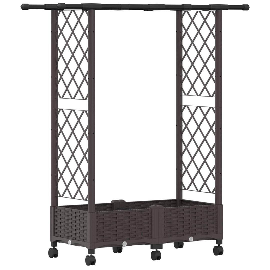 Hævet Bed med Trellis og Tag Brun 122,5 x 40 x 127 cm PP