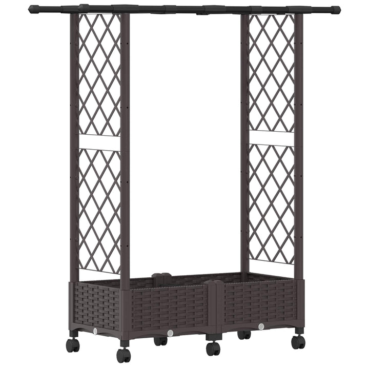 Hævet Bed med Trellis og Tag Brun 122,5 x 40 x 127 cm PP