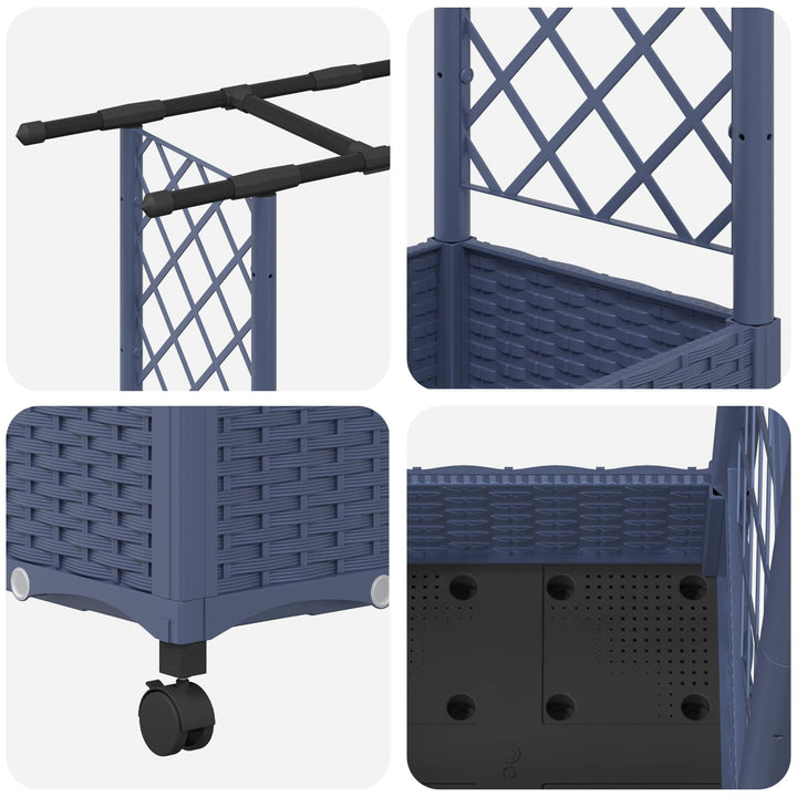 Hævet Bed med Trellis og Tag Grå 122,5 x 40 x 127 cm PP