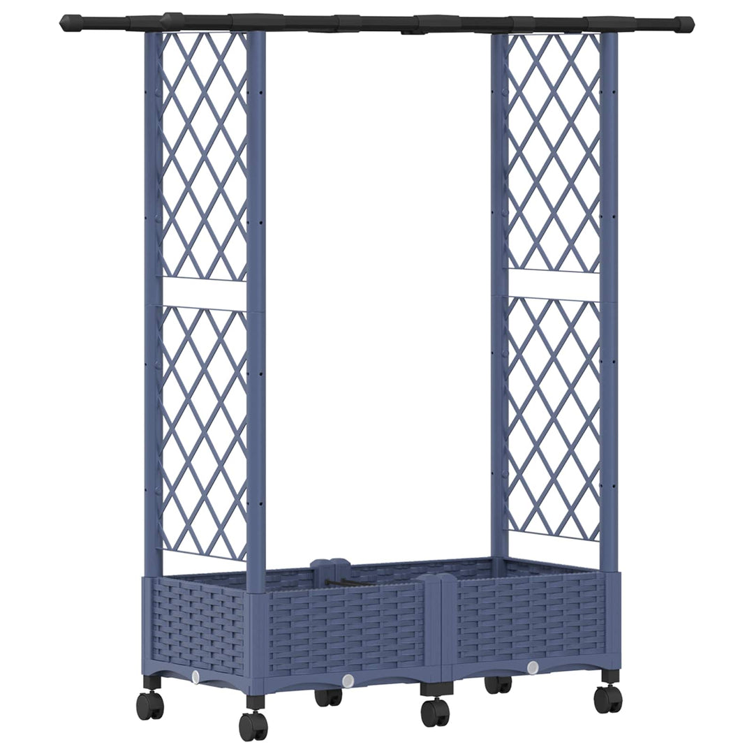 Hævet Bed med Trellis og Tag Grå 122,5 x 40 x 127 cm PP