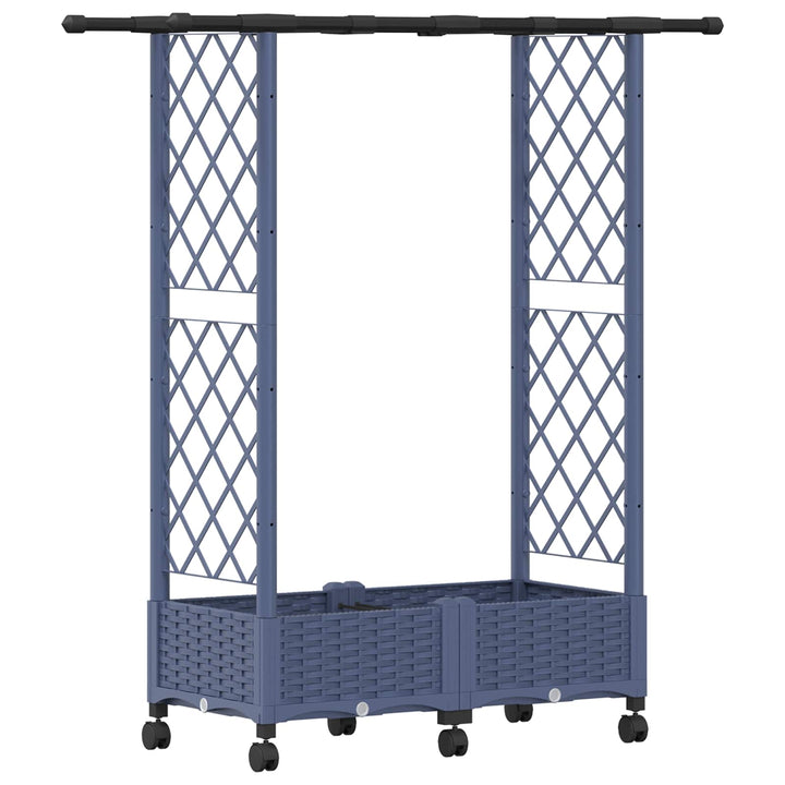 Hævet Bed med Trellis og Tag Grå 122,5 x 40 x 127 cm PP