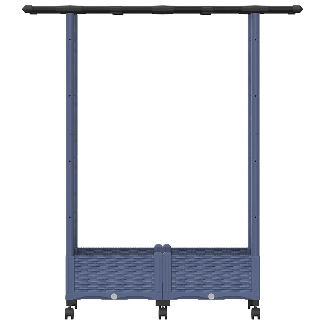 Hævet Bed med Trellis og Tag Grå 122,5 x 40 x 127 cm PP