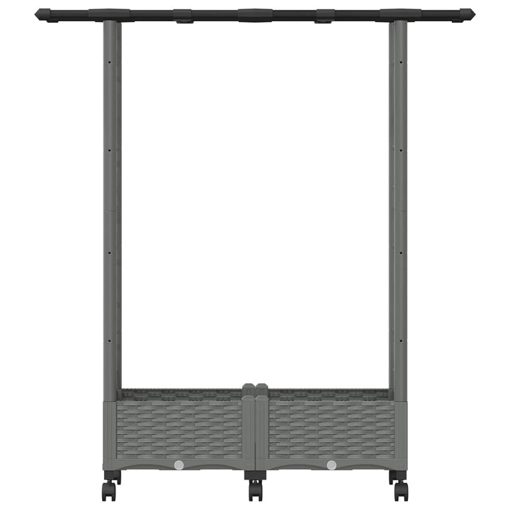 Hævet Bed med Trellis og Tag Lysegrå 122,5 x 40 x 127 cm PP