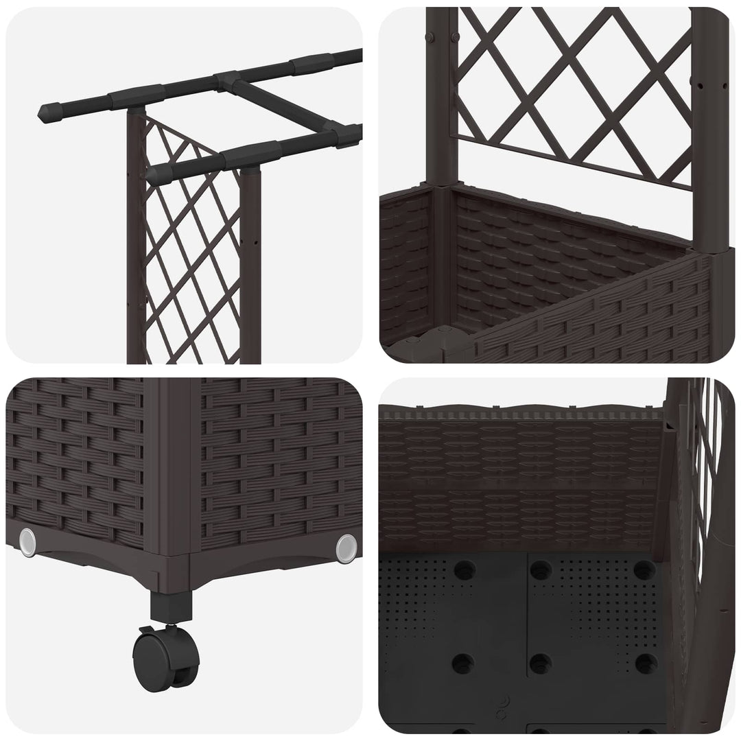 Hævet Bed med Trellis og Tag Brun 124,5 x 40 x 142 cm PP