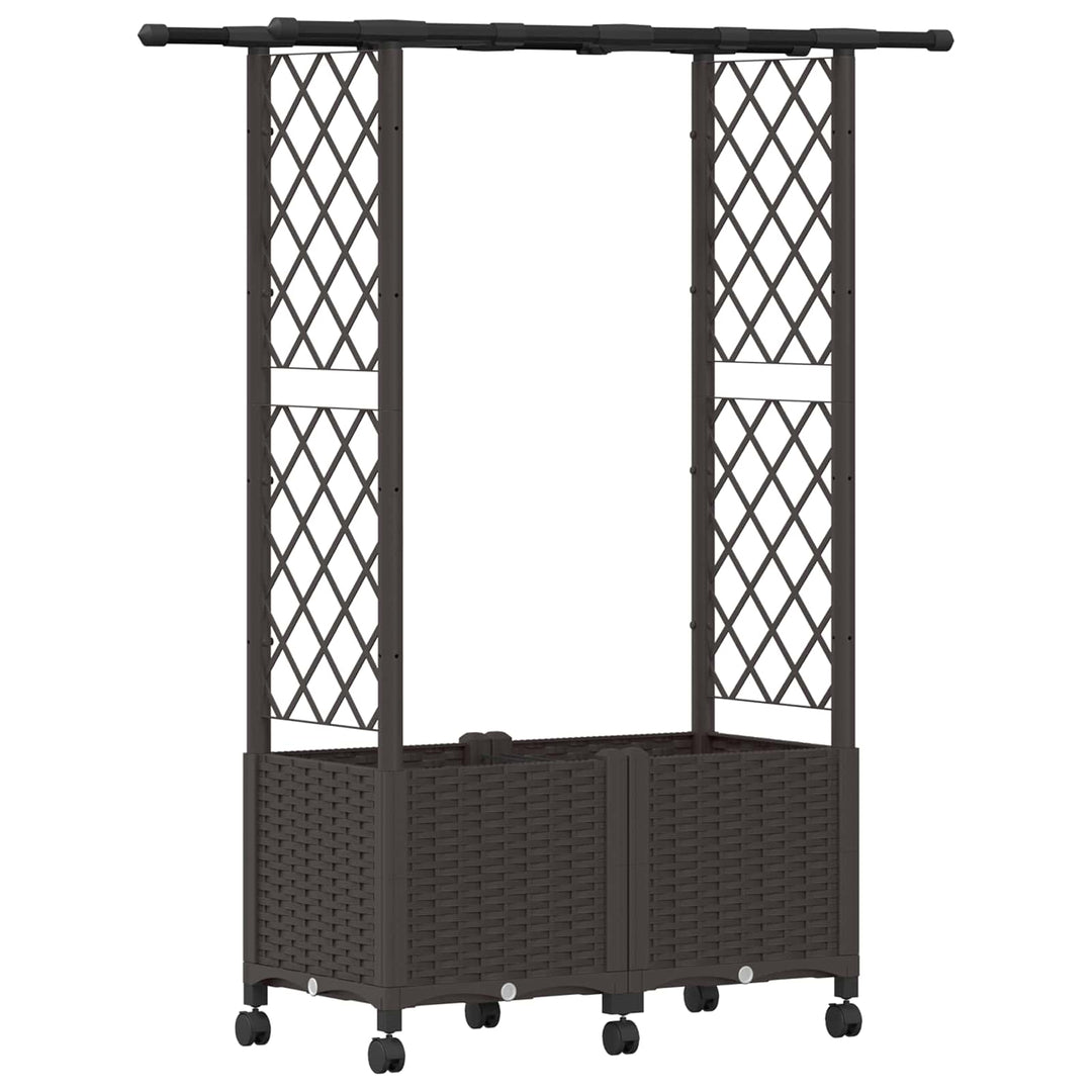Hævet Bed med Trellis og Tag Brun 124,5 x 40 x 142 cm PP