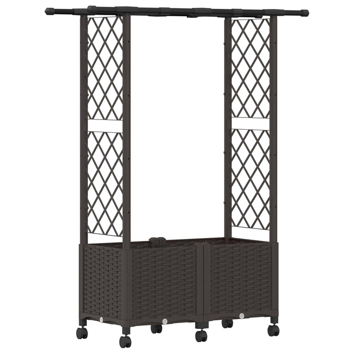 Hævet Bed med Trellis og Tag Brun 124,5 x 40 x 142 cm PP