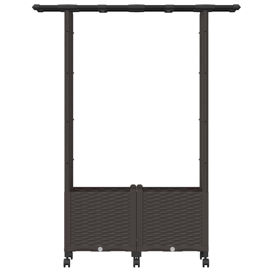 Hævet Bed med Trellis og Tag Brun 124,5 x 40 x 142 cm PP