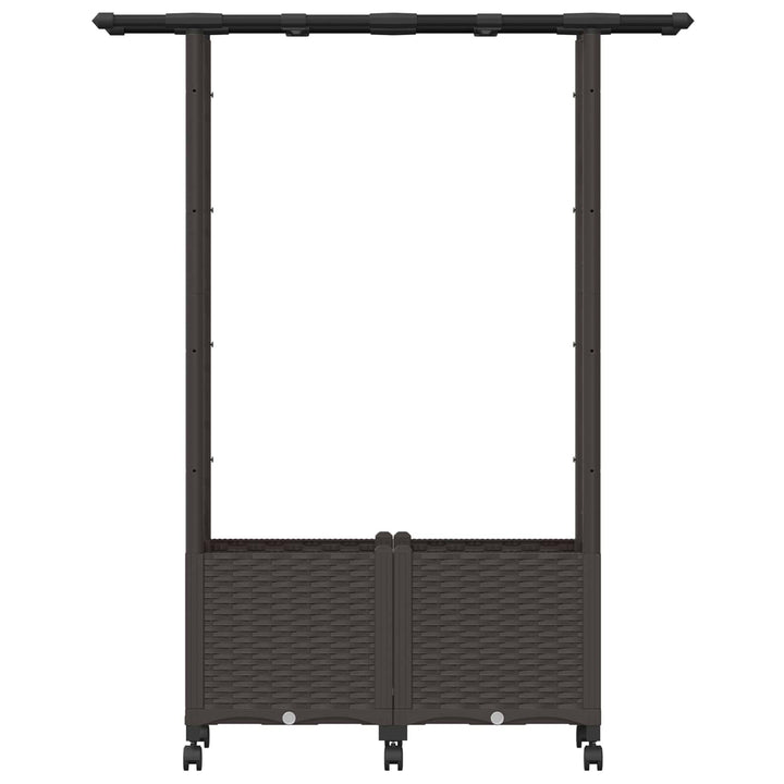 Hævet Bed med Trellis og Tag Brun 124,5 x 40 x 142 cm PP