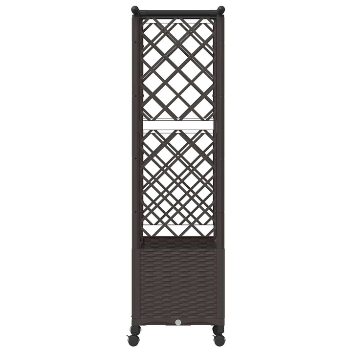 Hævet Bed med Trellis og Tag Brun 124,5 x 40 x 142 cm PP