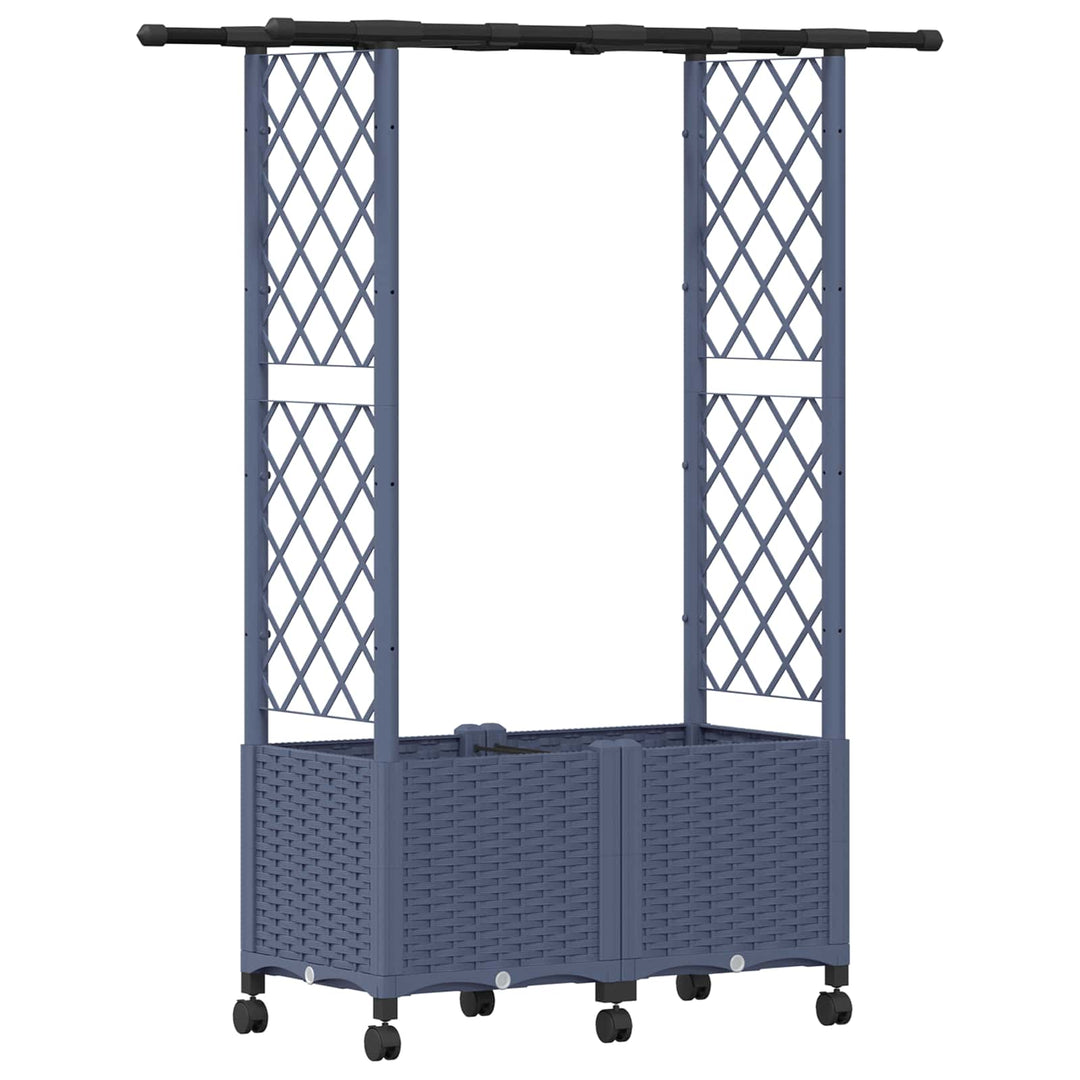 Hævet Bed med Trellis og Tag Grå 124,5 x 40 x 142 cm PP