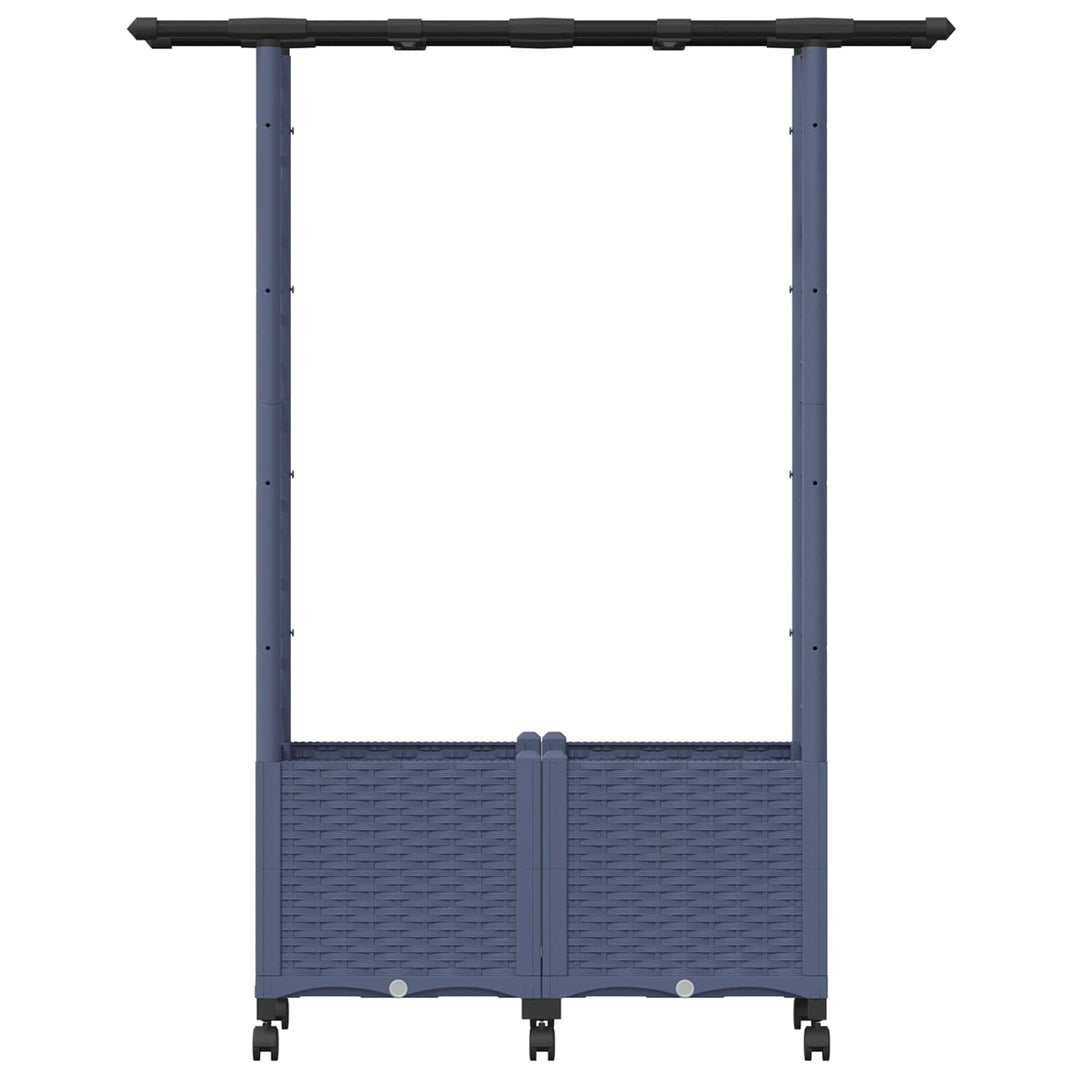 Hævet Bed med Trellis og Tag Grå 124,5 x 40 x 142 cm PP