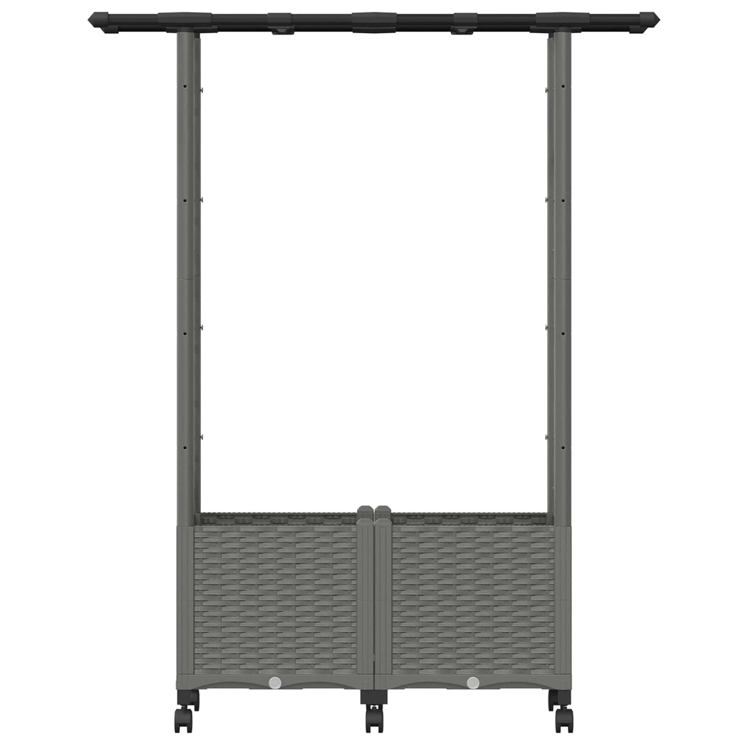Hævet Bed med Trellis og Tag Lysegrå 124,5 x 40 x 142 cm PP
