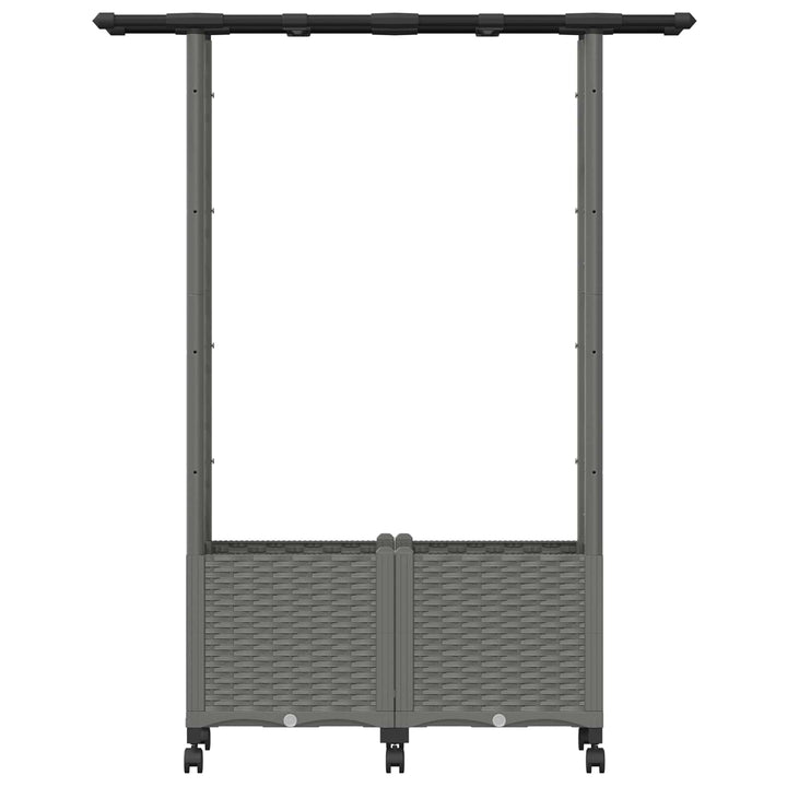 Hævet Bed med Trellis og Tag Lysegrå 124,5 x 40 x 142 cm PP