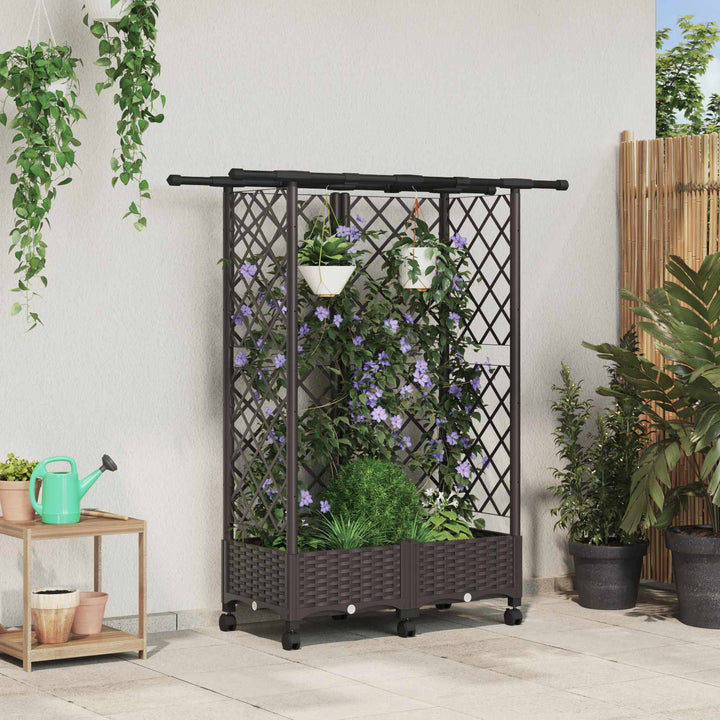Hævet Bed med Trellis og Tag Brun 124 x 40 x 127 cm PP