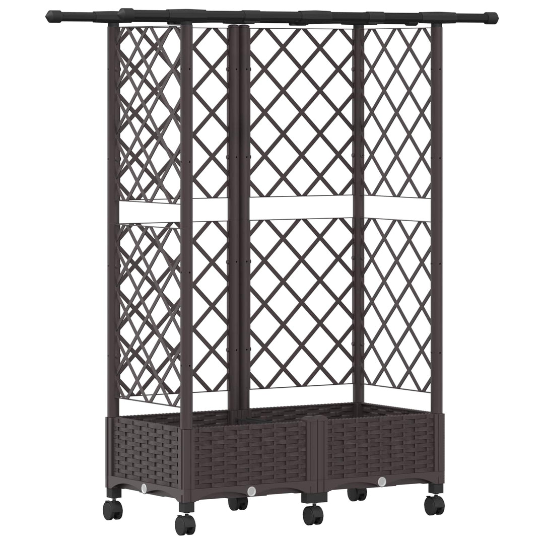 Hævet Bed med Trellis og Tag Brun 124 x 40 x 127 cm PP