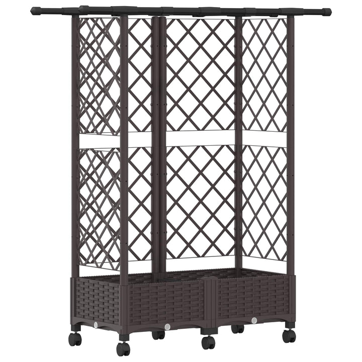 Hævet Bed med Trellis og Tag Brun 124 x 40 x 127 cm PP