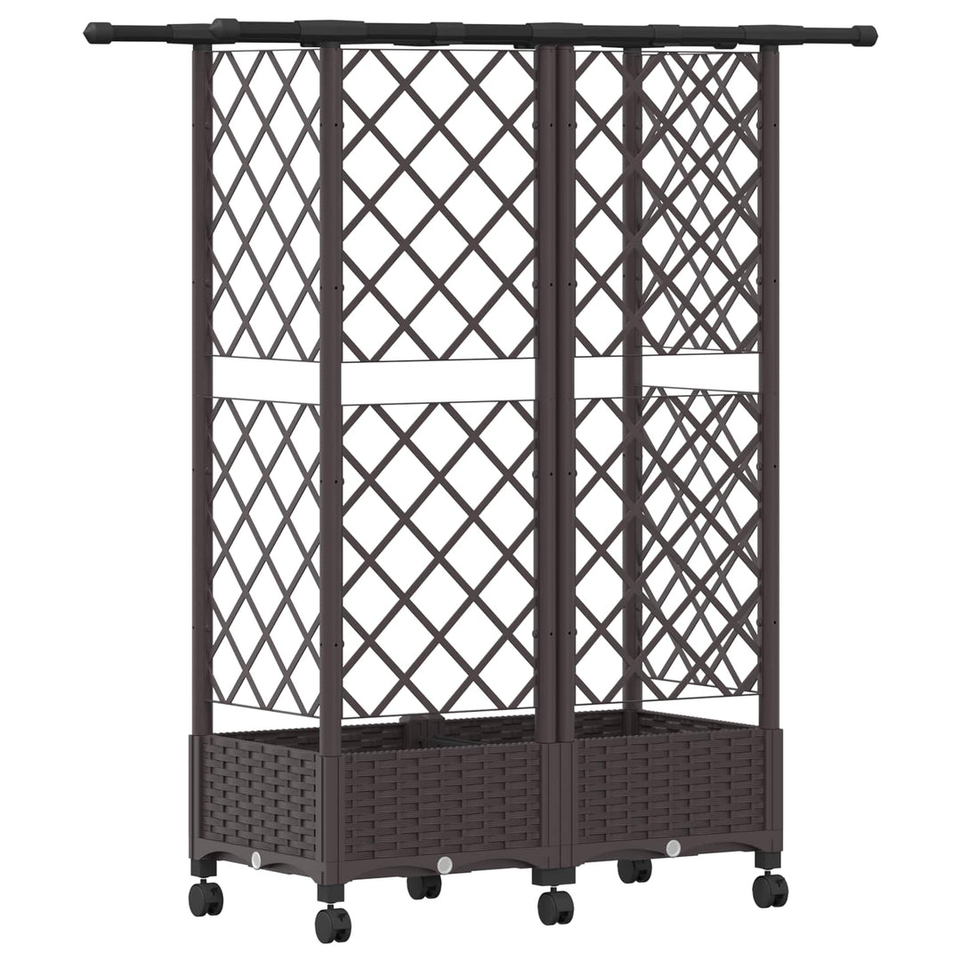 Hævet Bed med Trellis og Tag Brun 124 x 40 x 127 cm PP